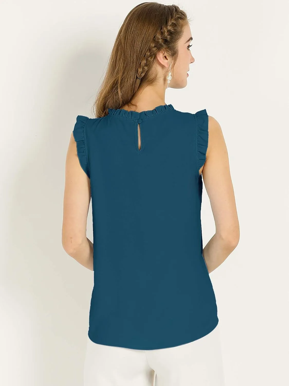 Allegra K Women's Business Casual Blouse Office Work Shirts Vintage Sleeveless Interview Professional Blouses Top