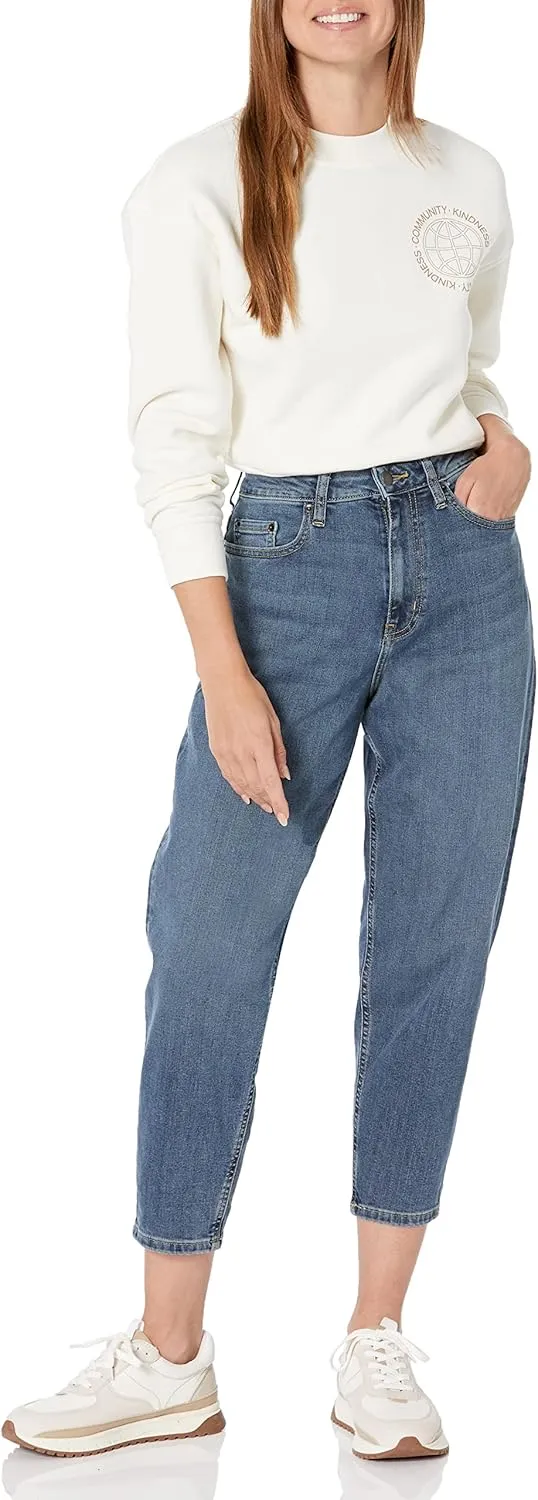 Amazon Essentials Women's High-Rise Relaxed Leg Tapered Ankle Jean