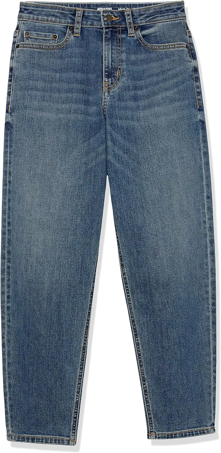 Amazon Essentials Women's High-Rise Relaxed Leg Tapered Ankle Jean