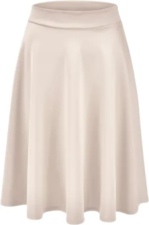 EIMIN Women's Basic Versatile Stretchy Flared Casual Midi Skater Skirt (S-3XL)