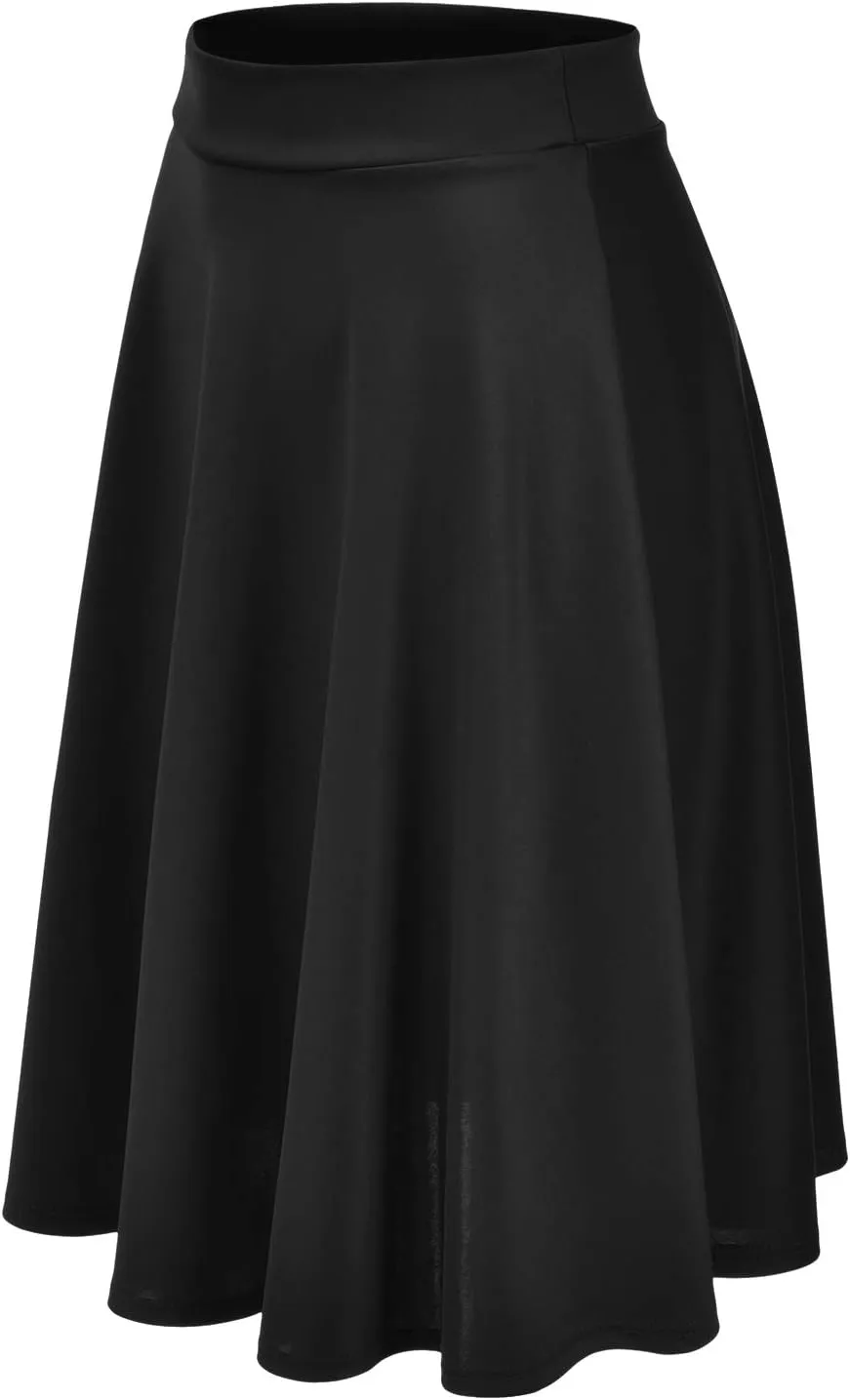 EIMIN Women's Basic Versatile Stretchy Flared Casual Midi Skater Skirt (S-3XL)