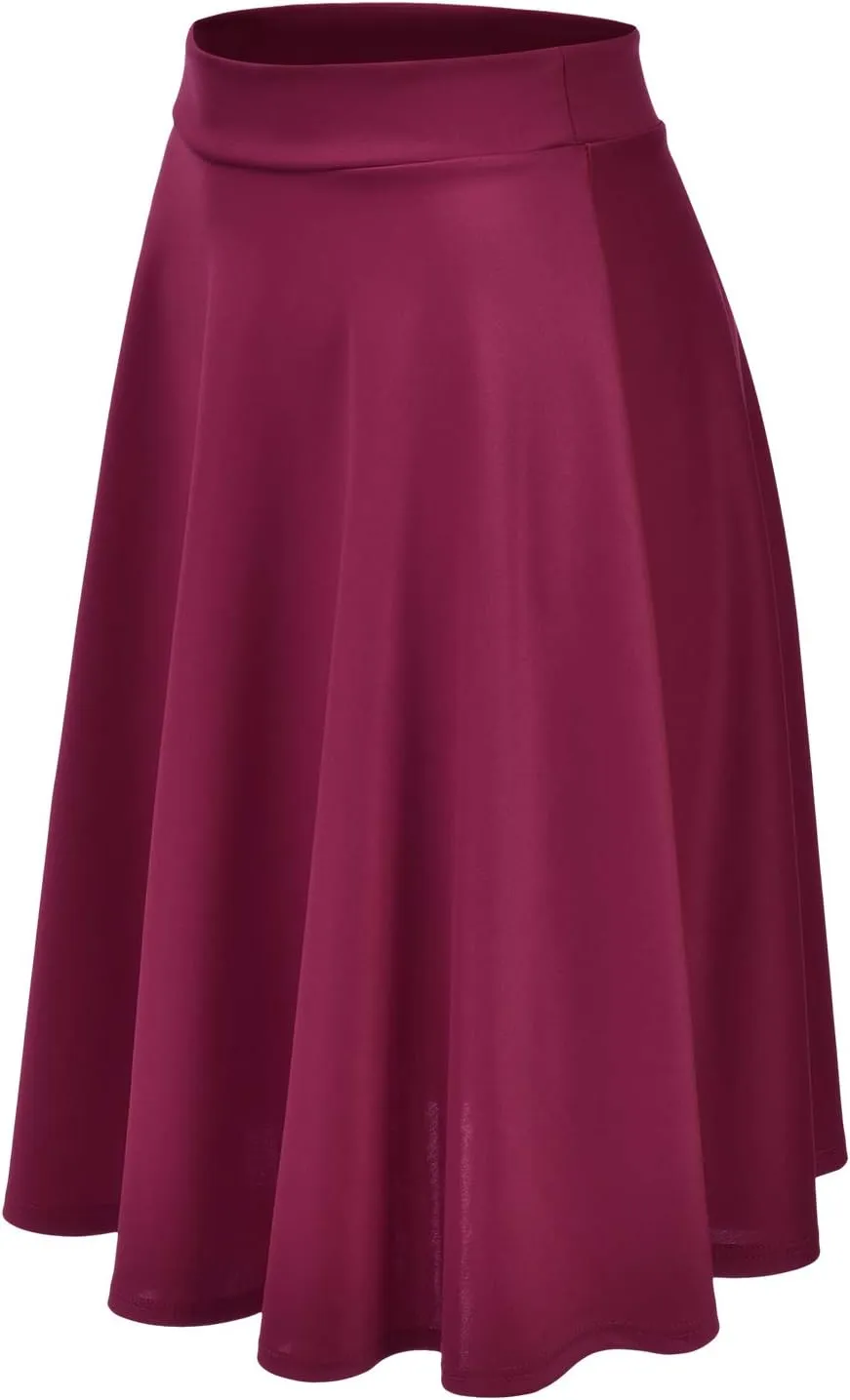 EIMIN Women's Basic Versatile Stretchy Flared Casual Midi Skater Skirt (S-3XL)