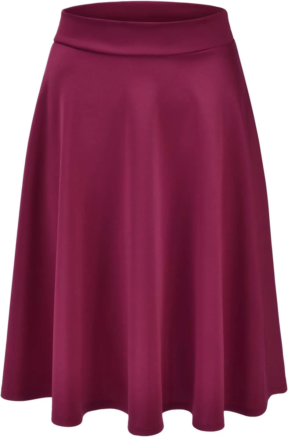 EIMIN Women's Basic Versatile Stretchy Flared Casual Midi Skater Skirt (S-3XL)