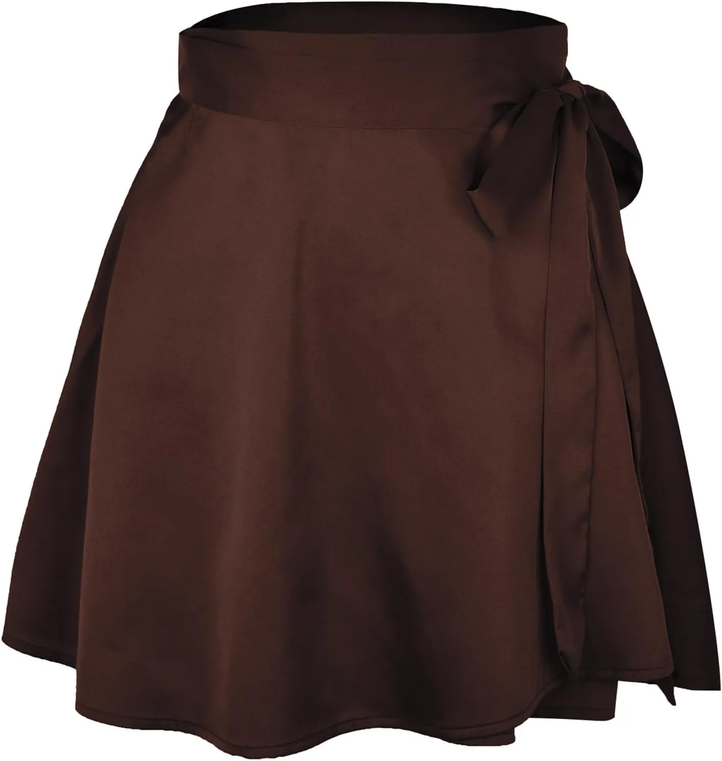 Ezcosplay Women Satin Wrap Around Mini Skirt High Waisted Adjustable Self Tie Silk A Line Short Skirts