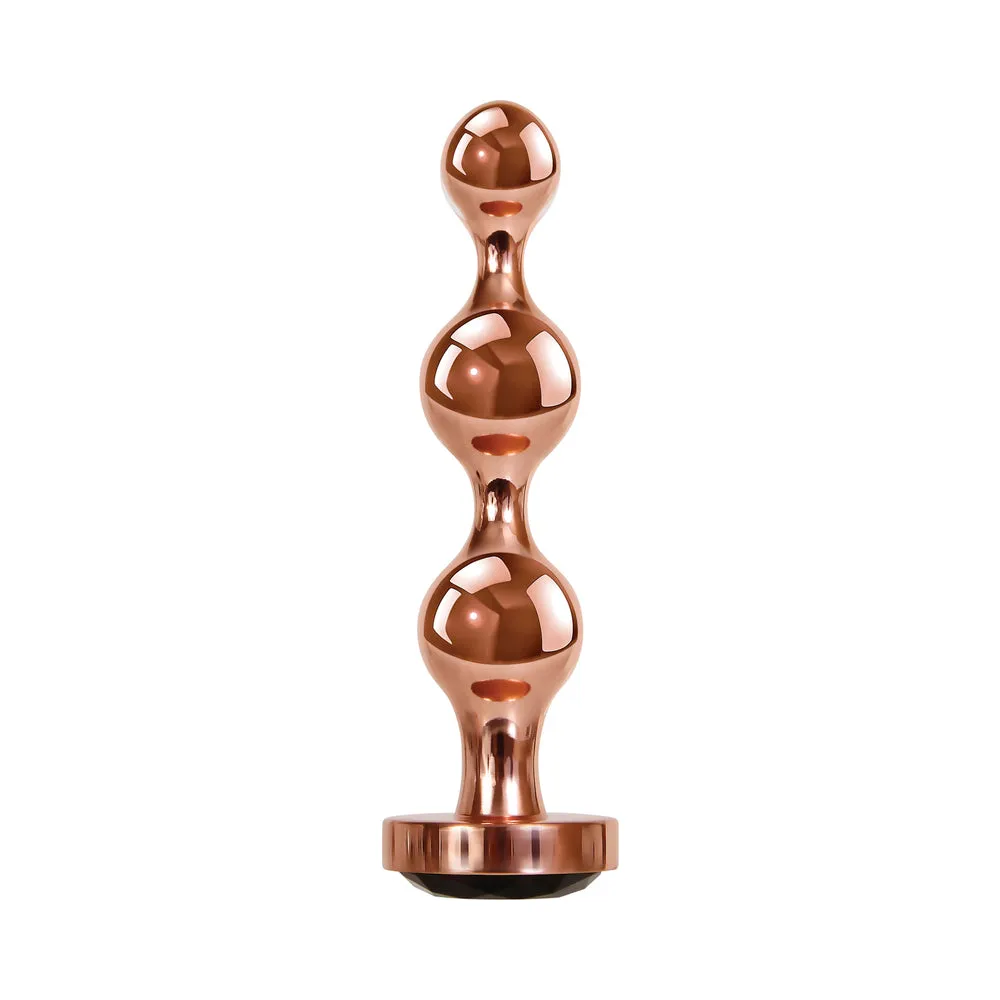 Gender X Gold Digger Rose Gold Beaded Anal Plug With Black Gemstone Base Large