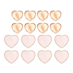 Heart Disposable Paper Party Plates Pink and Rose Gold - (Pack of 16)