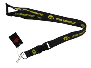 Iowa Hawkeyes Aminco Black Durable Breakaway Buckle Lanyard