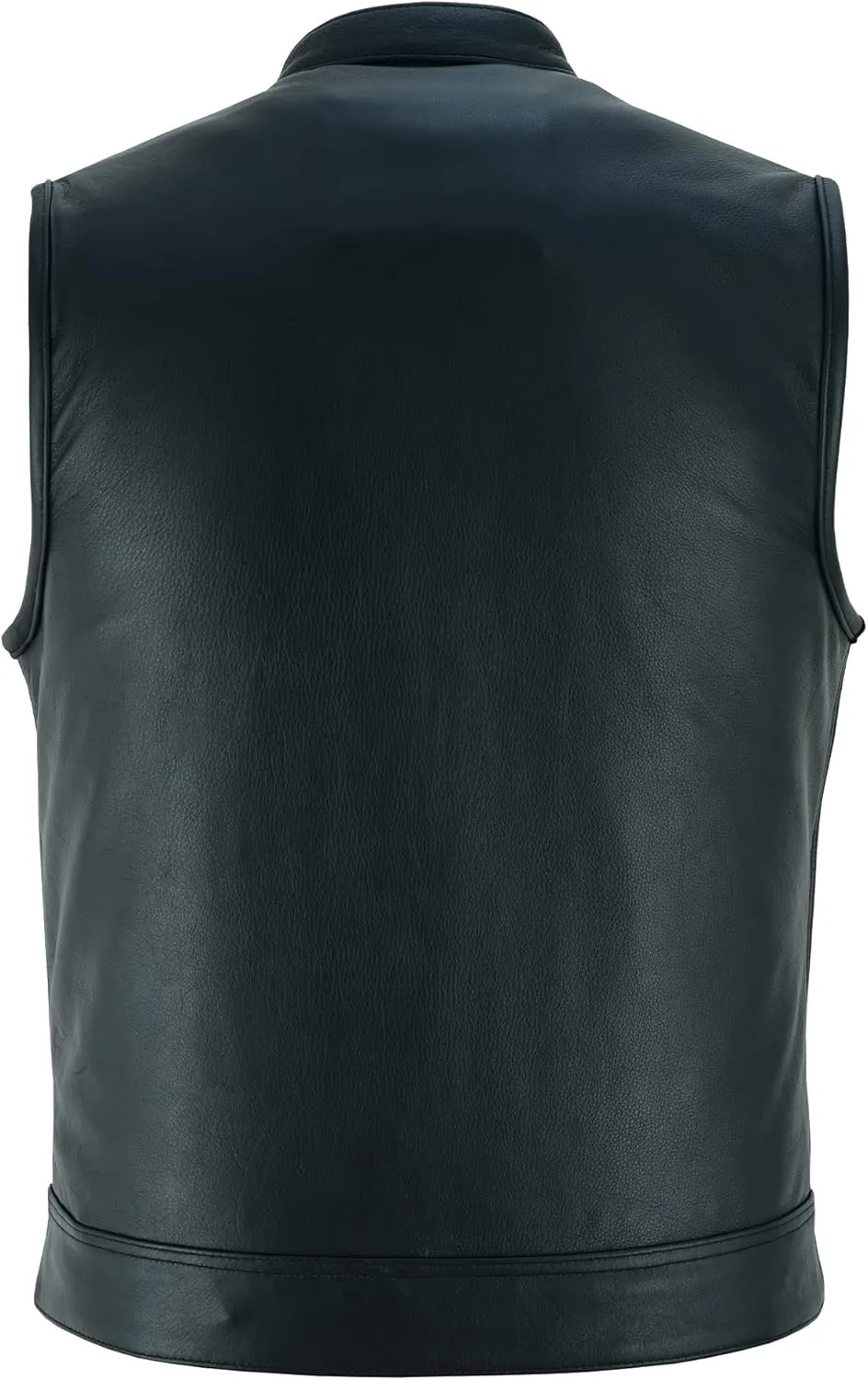 Leatherick Mens Black Motorcycle Vests - SOA Club & Traditional Paisley Satin Liner Leather Biker Vests