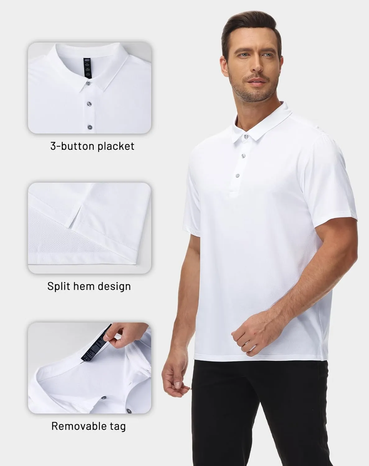 MIER Mens Polo Shirts Dry Fit Short Sleeve Performance Golf Shirt Moisture Wicking Athletic Casual Collared T-Shirt
