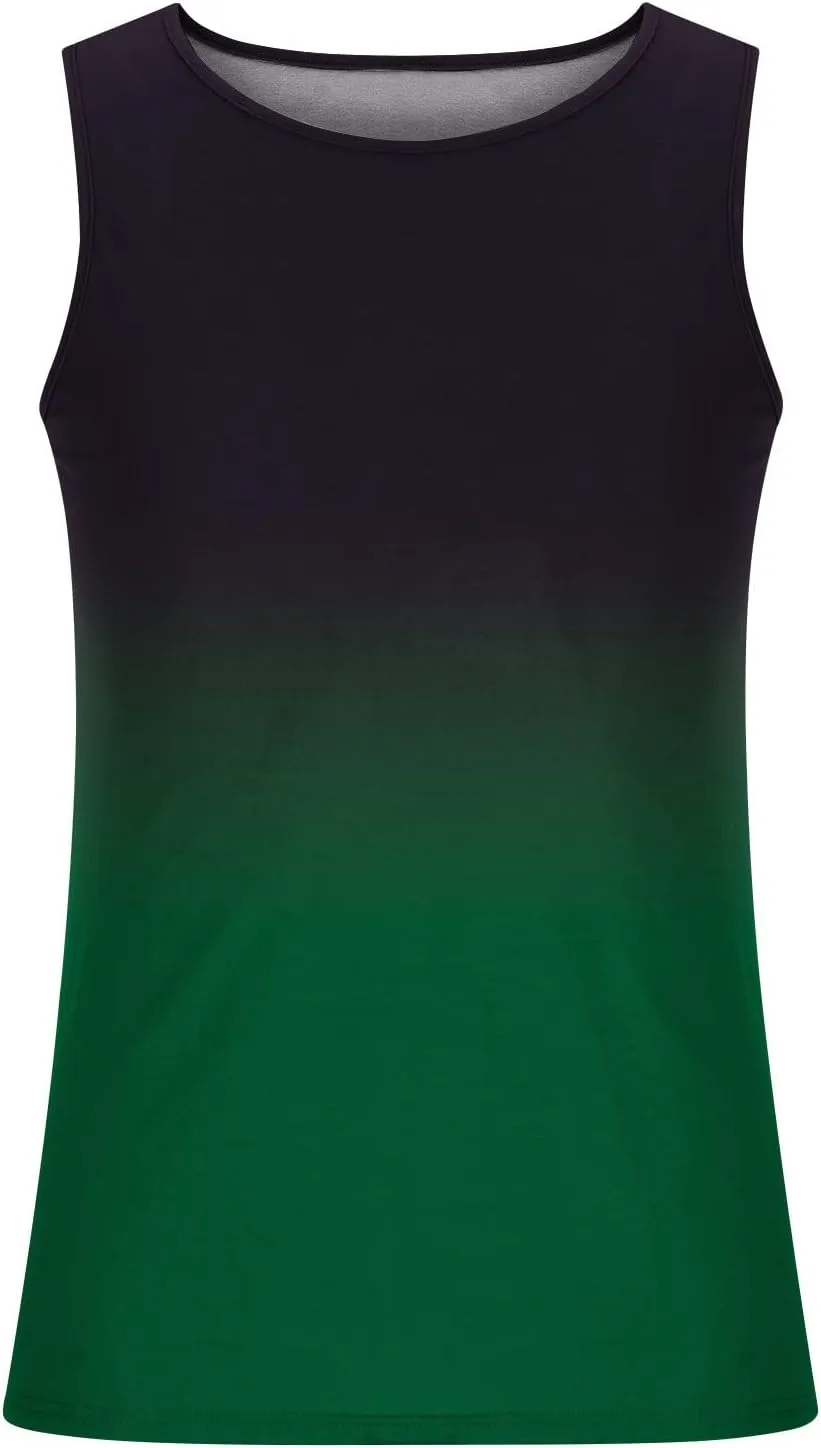 Muscularfit Beach Tank Tops for Men Summer Fashion Sleeveless Gradient Color Muscle Basic T Shirts Casual Loose Pullover Tops