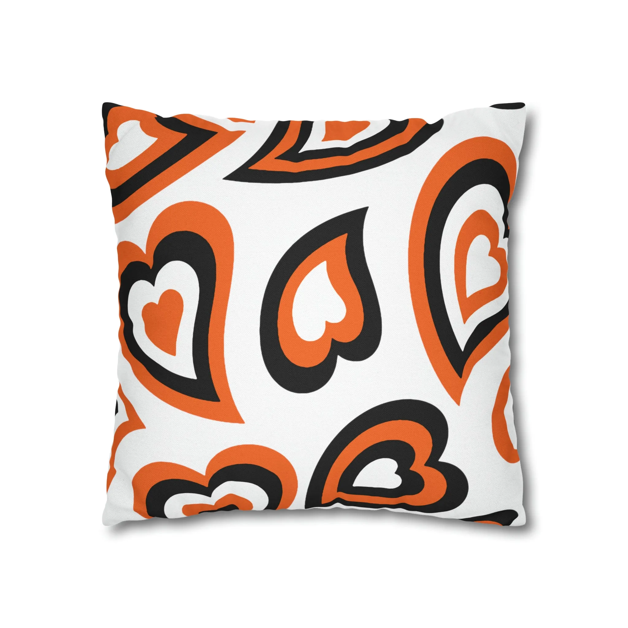 Retro Heart Pillow - Orange and Black, Heart Pillow, Hearts, Valentine's Day, Princeton, Bed Party Pillow, Sleepaway Camp Pillow, Camp Lenox