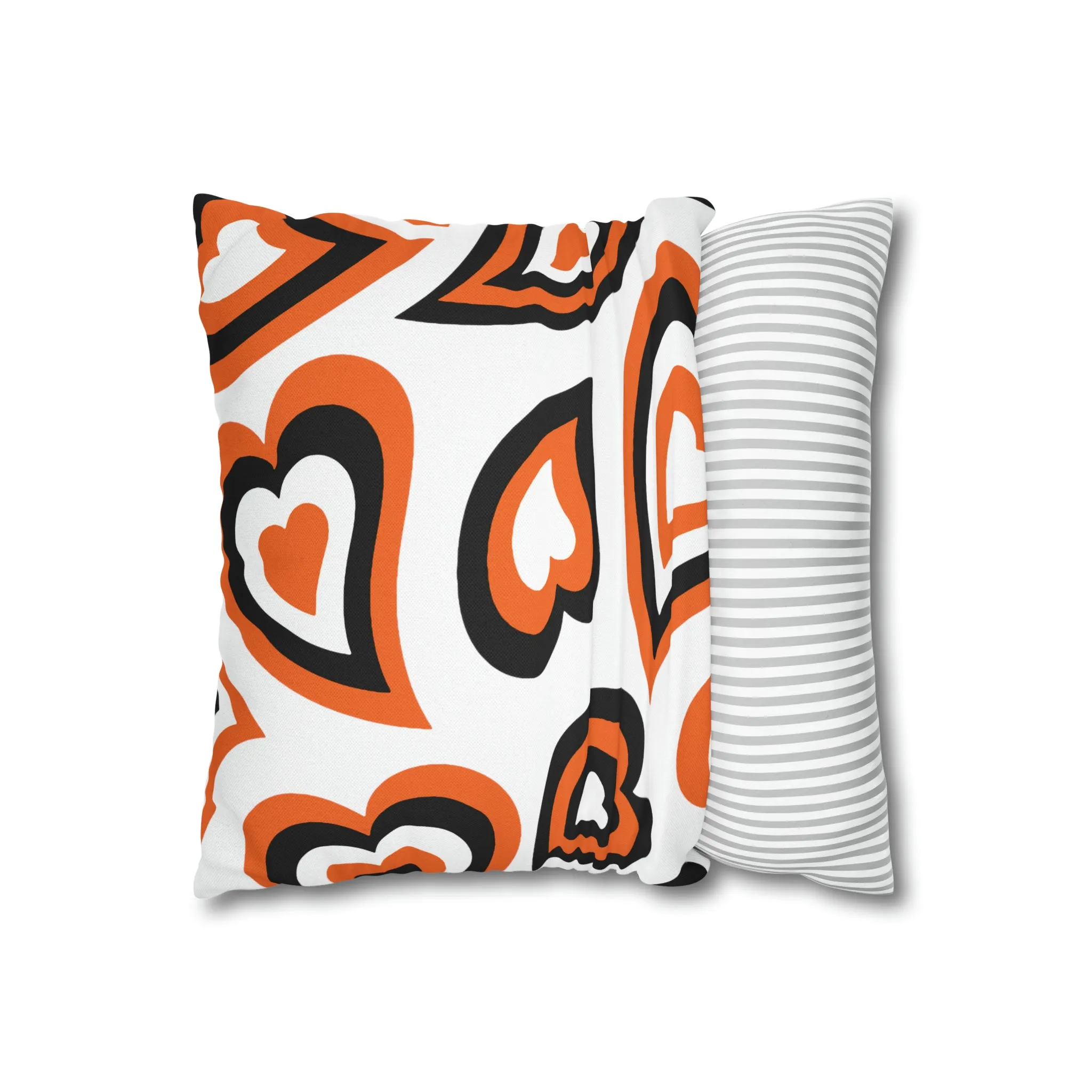 Retro Heart Pillow - Orange and Black, Heart Pillow, Hearts, Valentine's Day, Princeton, Bed Party Pillow, Sleepaway Camp Pillow, Camp Lenox