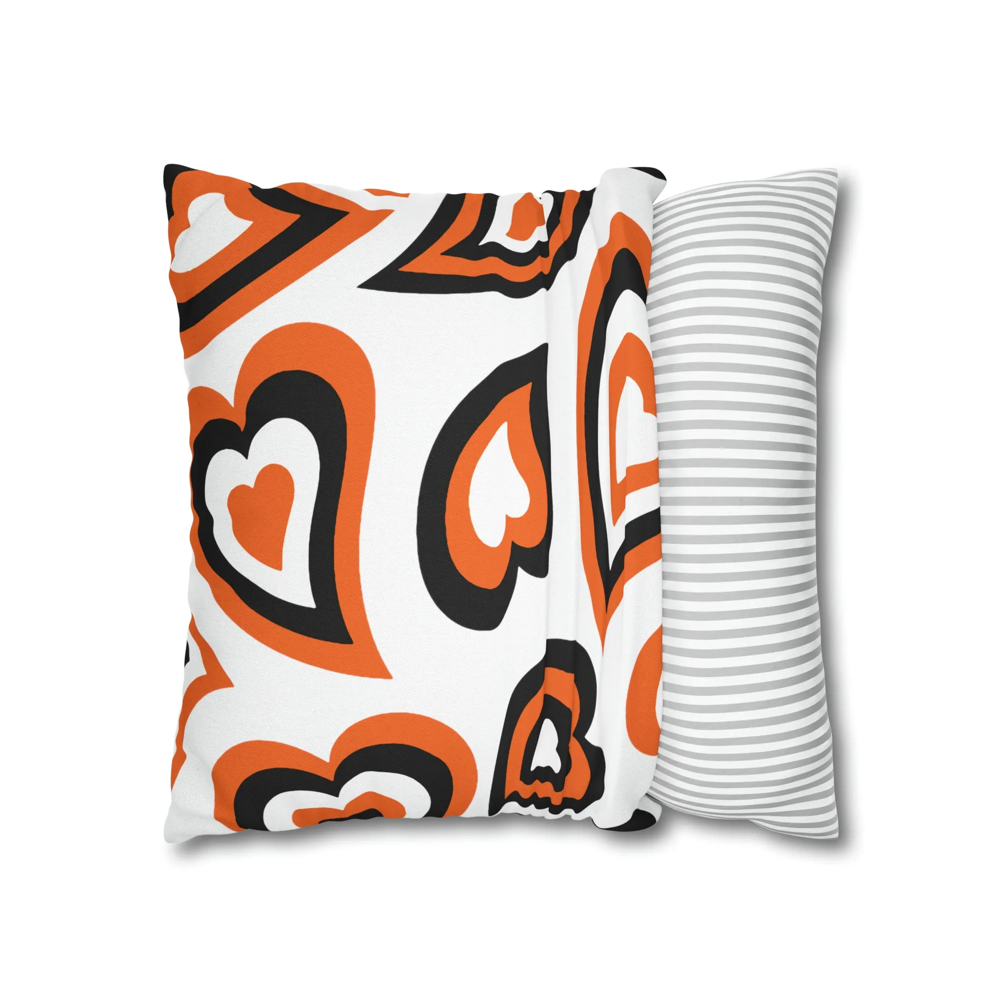 Retro Heart Pillow - Orange and Black, Heart Pillow, Hearts, Valentine's Day, Princeton, Bed Party Pillow, Sleepaway Camp Pillow, Camp Lenox