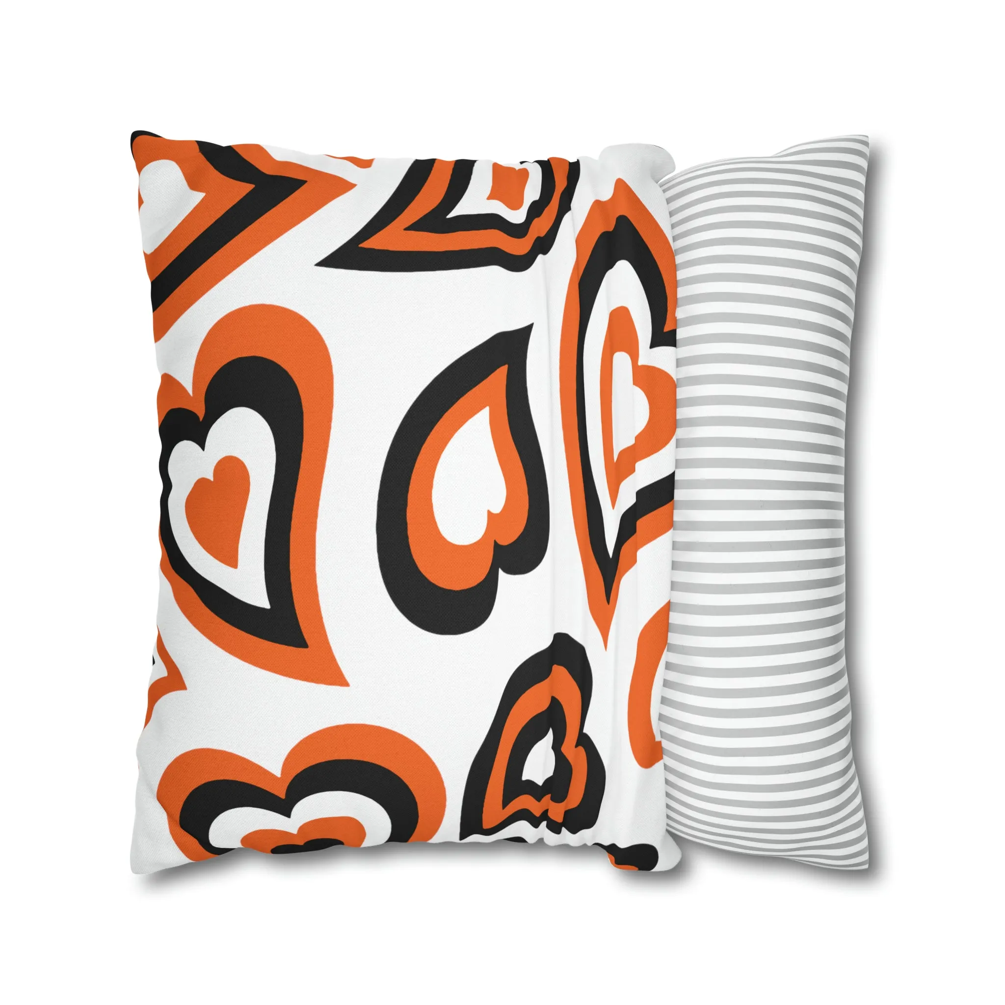 Retro Heart Pillow - Orange and Black, Heart Pillow, Hearts, Valentine's Day, Princeton, Bed Party Pillow, Sleepaway Camp Pillow, Camp Lenox