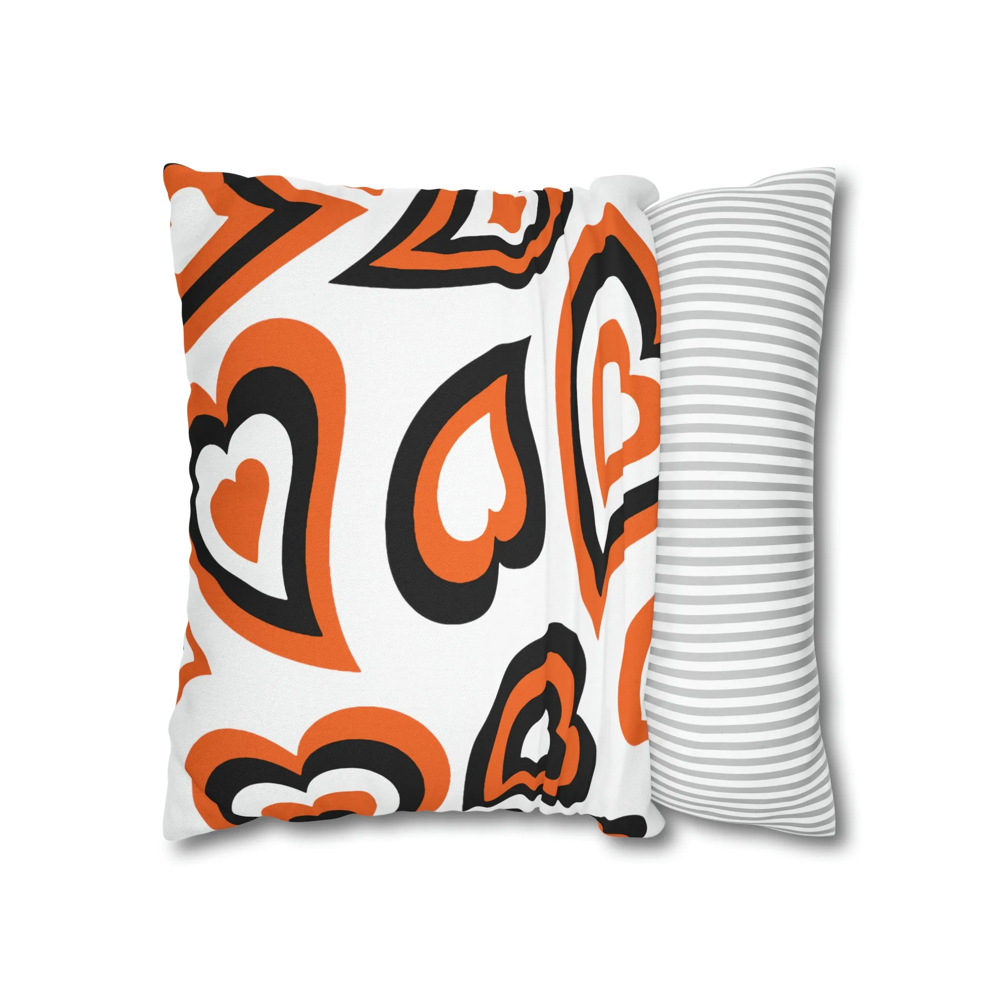Retro Heart Pillow - Orange and Black, Heart Pillow, Hearts, Valentine's Day, Princeton, Bed Party Pillow, Sleepaway Camp Pillow, Camp Lenox