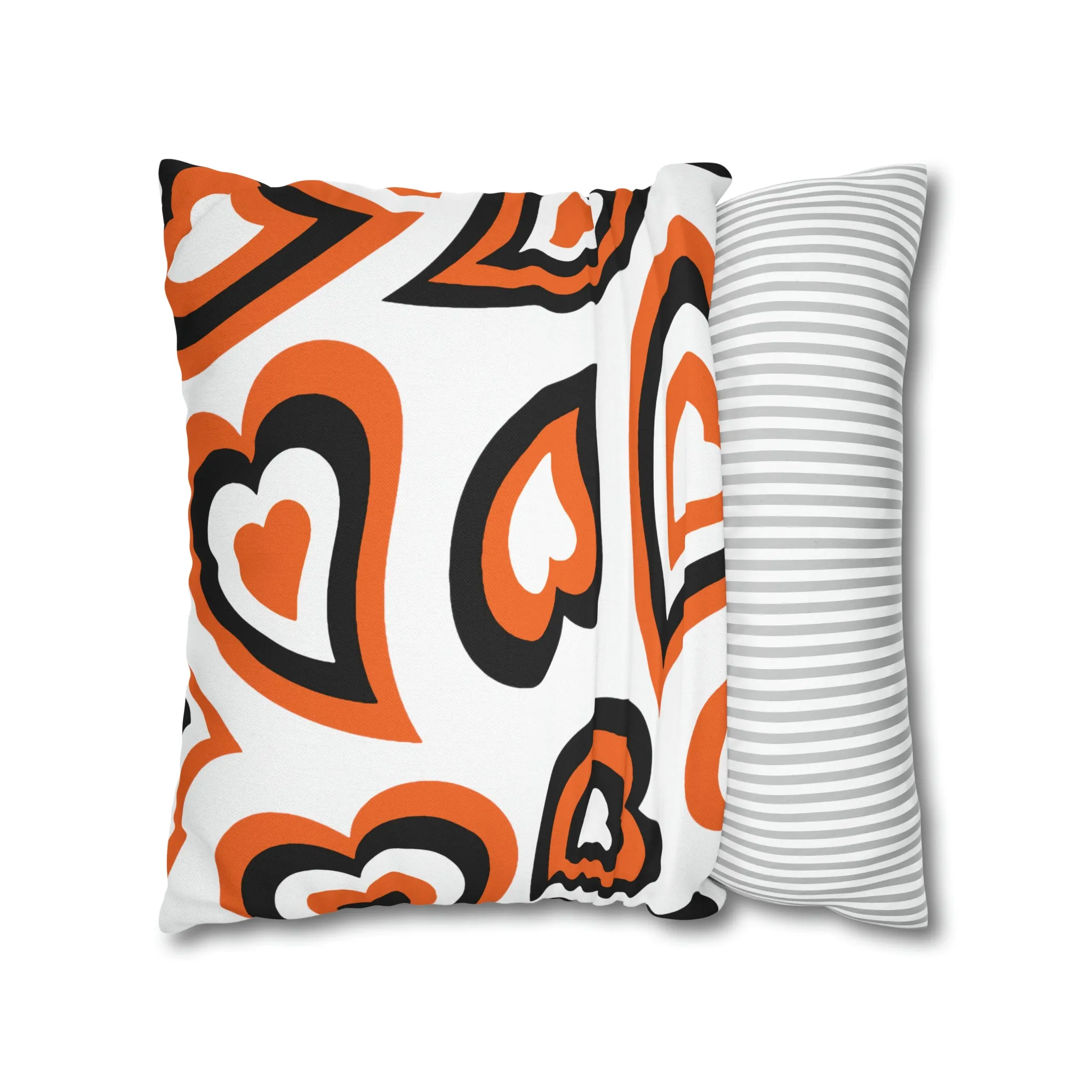 Retro Heart Pillow - Orange and Black, Heart Pillow, Hearts, Valentine's Day, Princeton, Bed Party Pillow, Sleepaway Camp Pillow, Camp Lenox