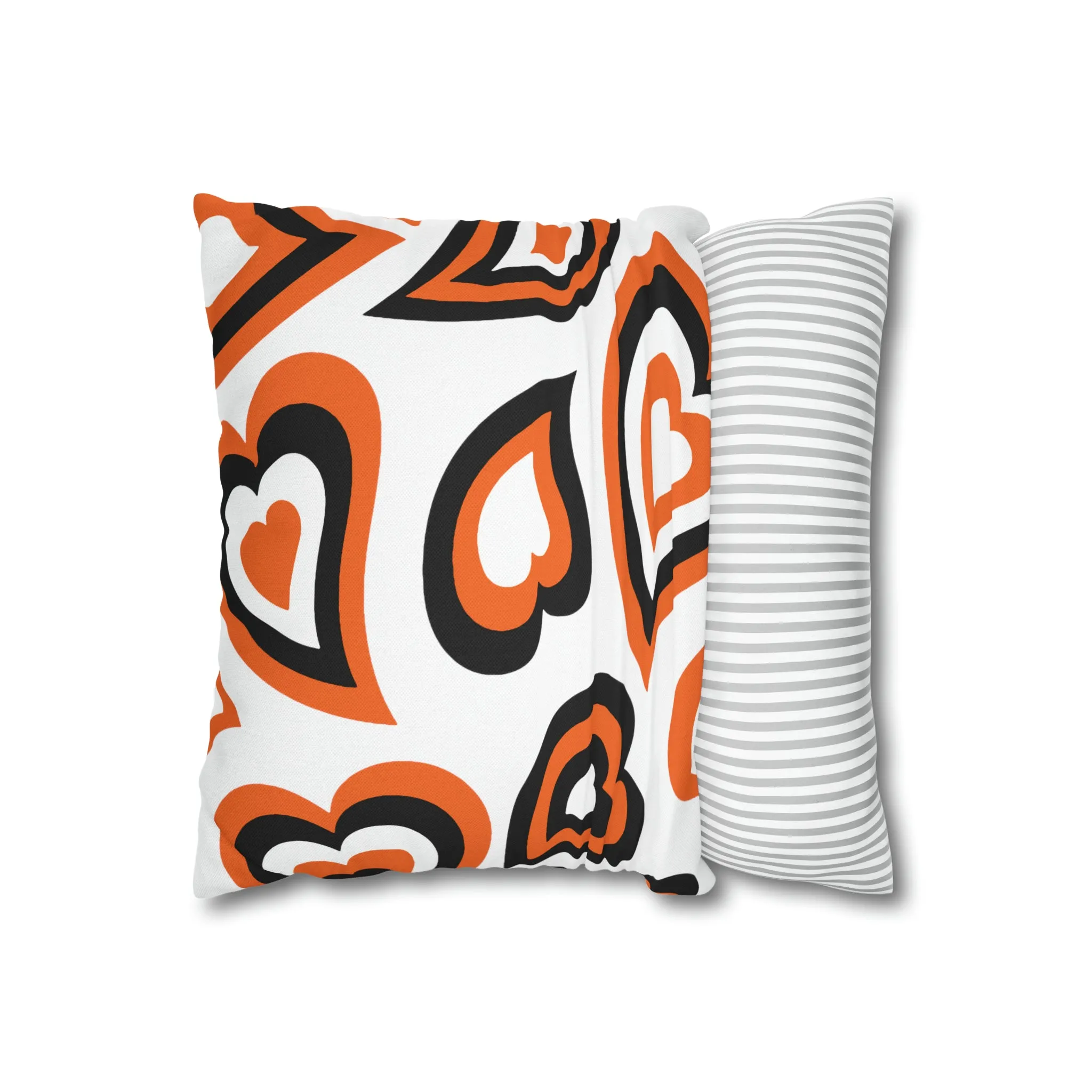 Retro Heart Pillow - Orange and Black, Heart Pillow, Hearts, Valentine's Day, Princeton, Bed Party Pillow, Sleepaway Camp Pillow, Camp Lenox