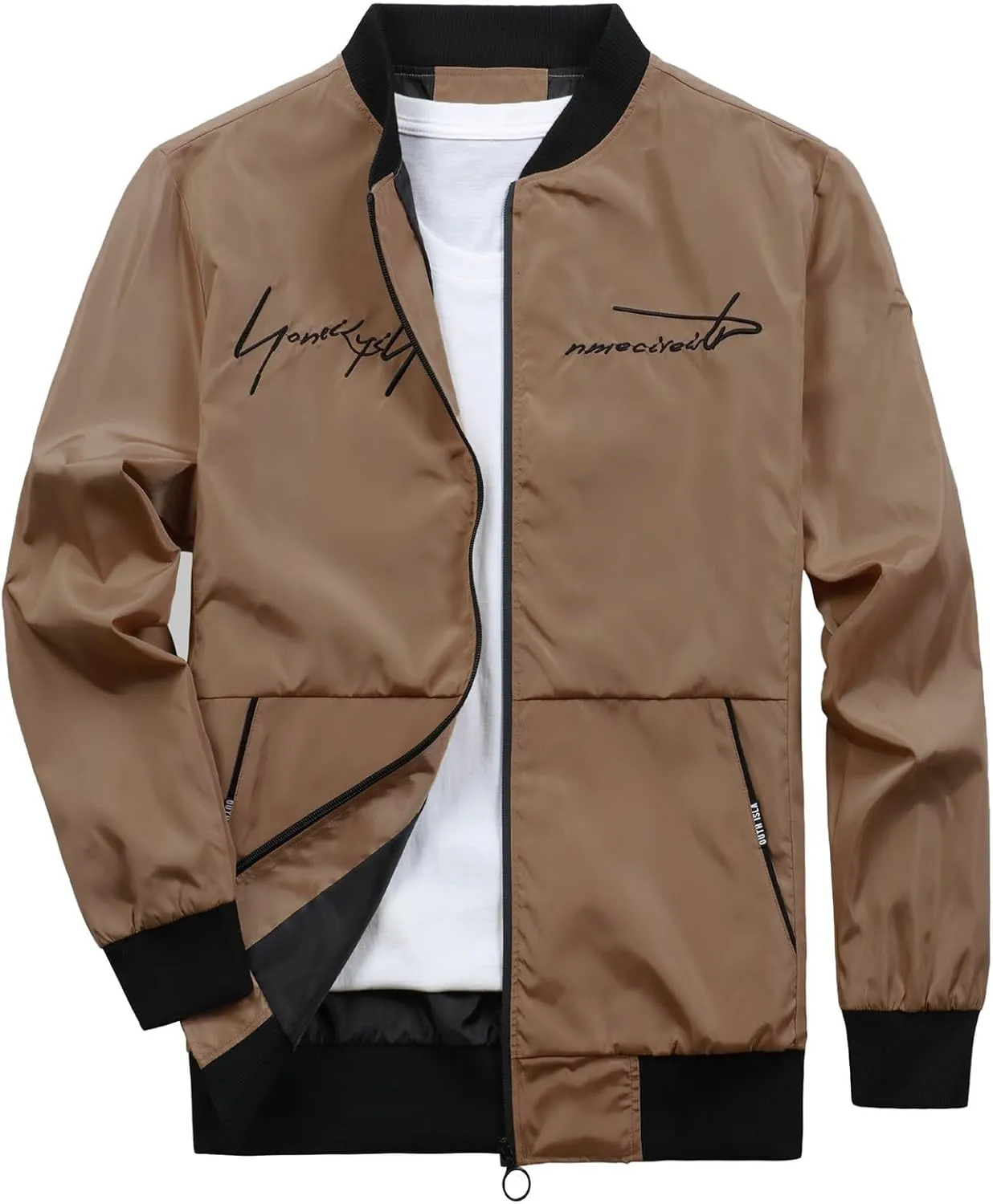 RTRDE Men's Lightweight Bomber Jacket Spring Fall Windbreaker Zip Up Coat with Pocket Casual Work Jackets, M-3XL