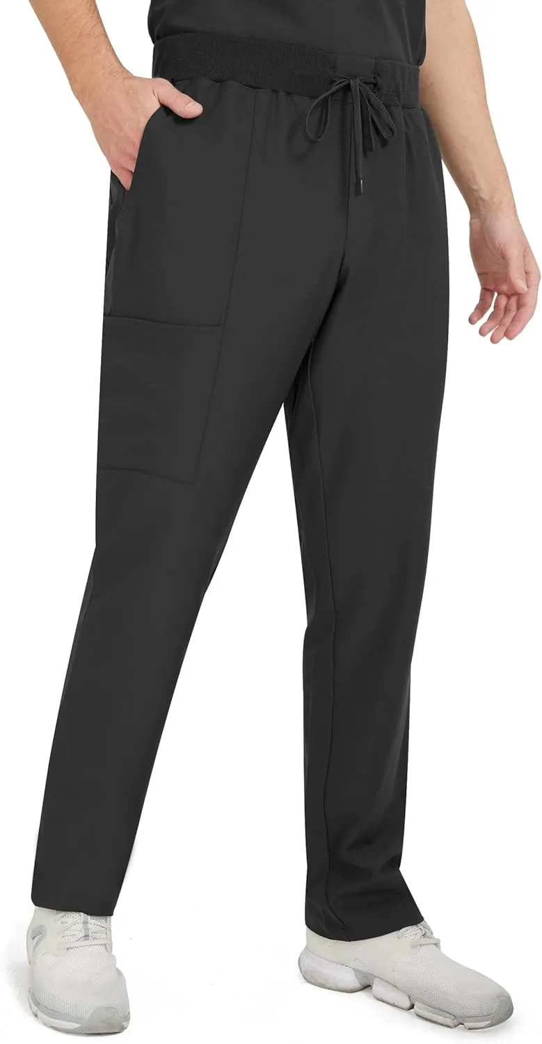 Ubon Scrub Pants for Men, Medical Workwear with 5 Pockets, Straight Leg Fit, Elastic Waistband Drawstring Men's Scrubs