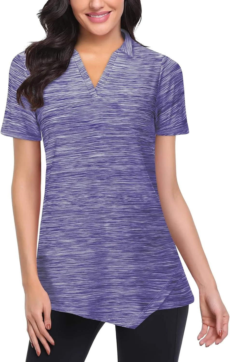 Viracy Womens V Neck Golf Polo Shirts Short Sleeve Quick Dry Workout Tops