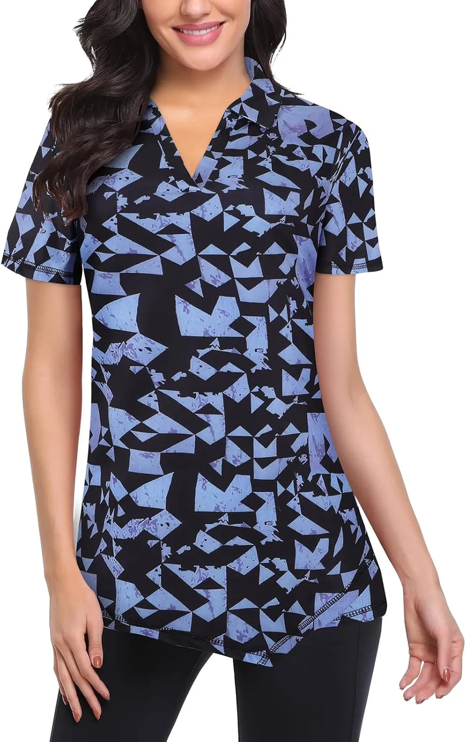 Viracy Womens V Neck Golf Polo Shirts Short Sleeve Quick Dry Workout Tops