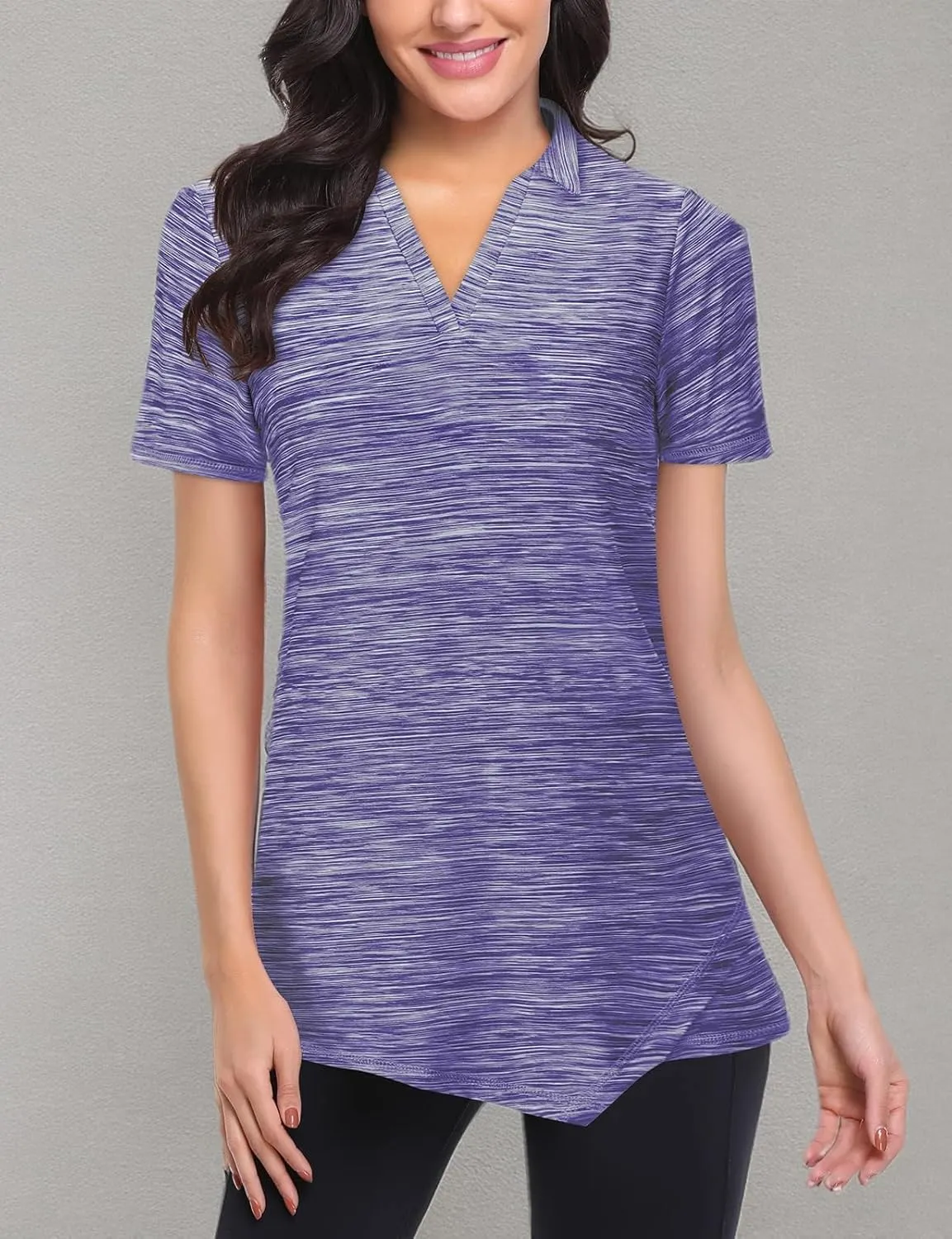 Viracy Womens V Neck Golf Polo Shirts Short Sleeve Quick Dry Workout Tops