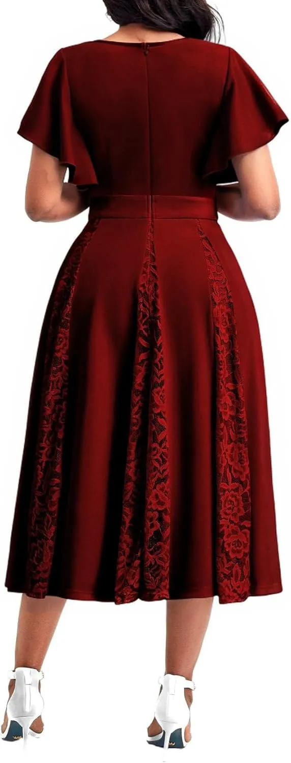 Womens Summer V Neck Maxi Dresses Casual Short Sleeve Long Party Dress