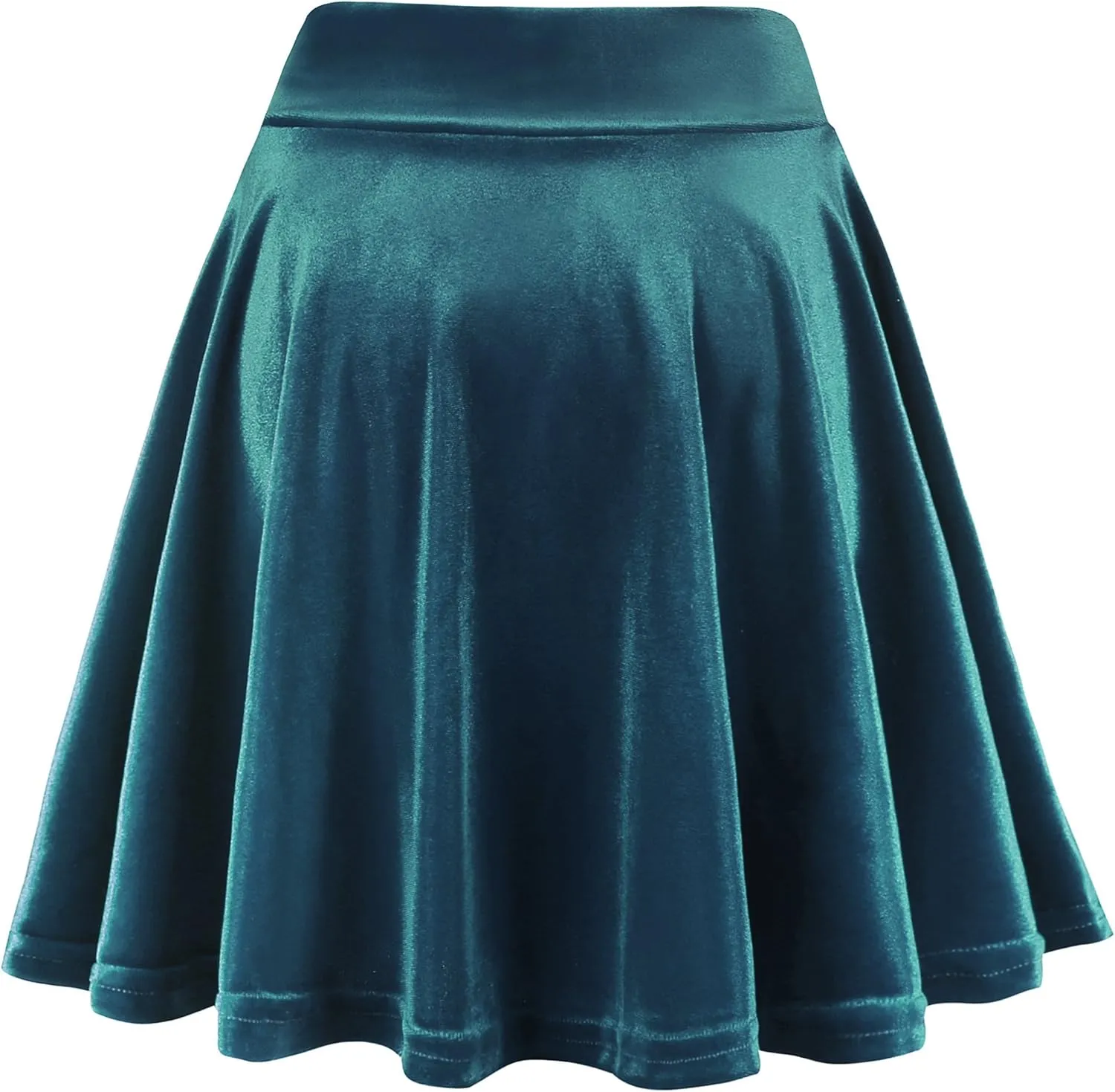 Women's Velvet Basic Versatile Stretchy Flared High Waist Mini Skater Skirt