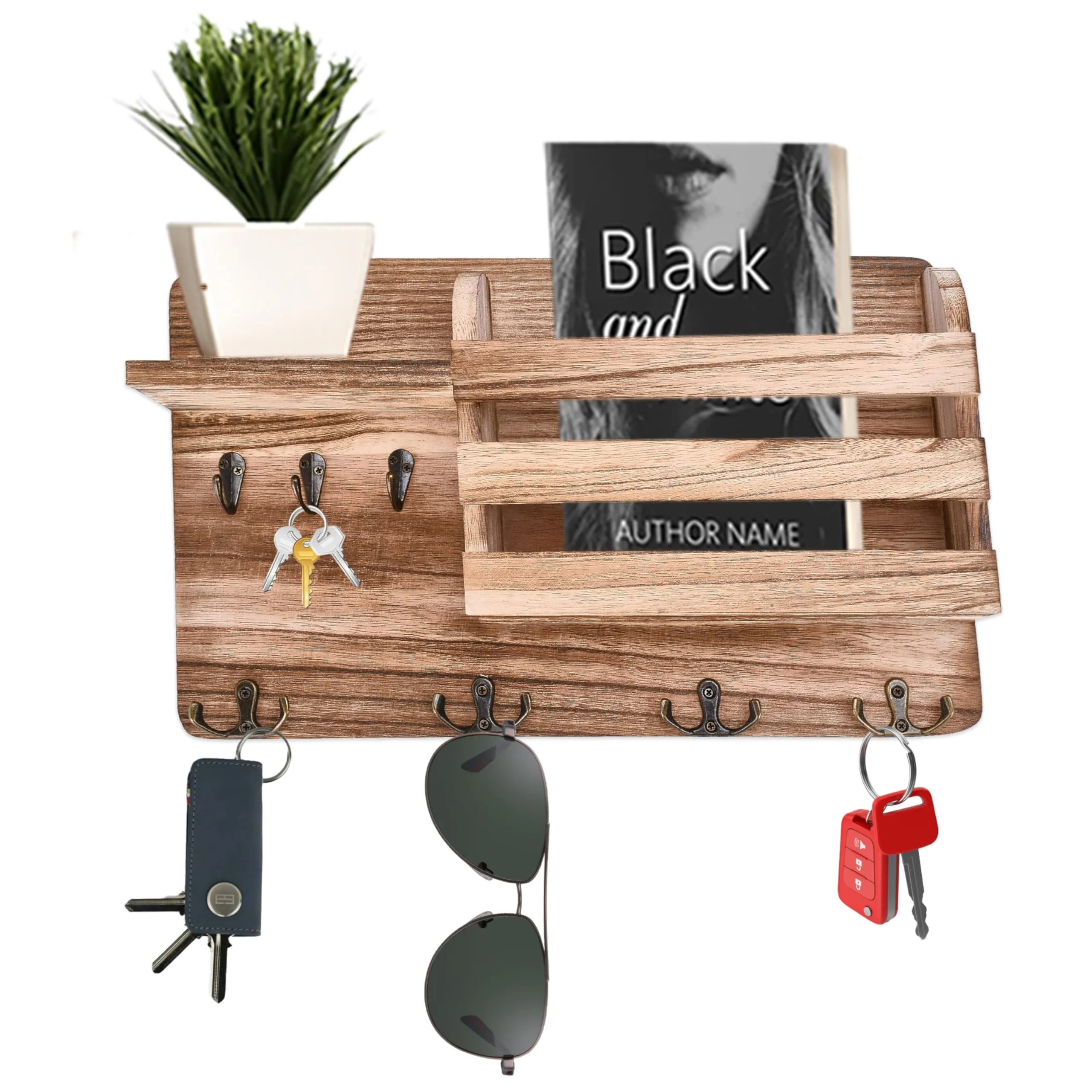 Wooden Key Holder Wall Mount- 129"X39"X78" - Hanging Mail Sorter And Key Rack