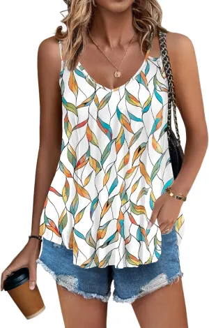 Zeagoo Women Flowy Tank Tops Casual Summer Tops Sexy Tank Tops Spaghetti Strap V Neck Sleeveless Tunic Camisoles Dusty Pink